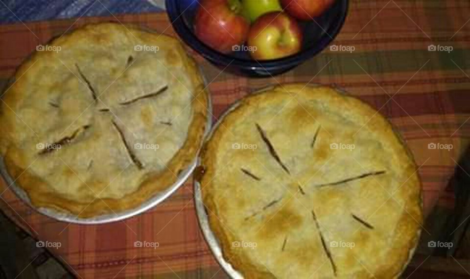 two beautifully baked homemade apple pies