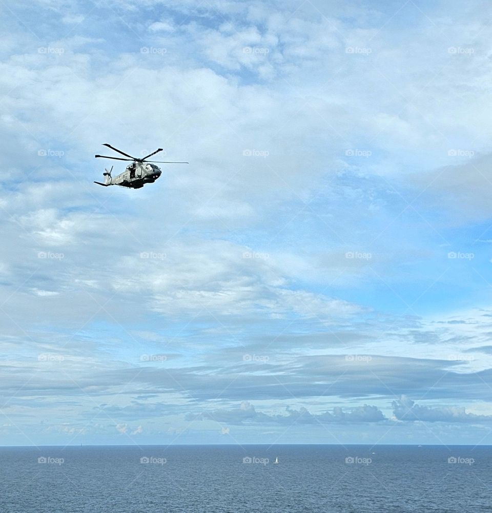 helicopter over Cornwall