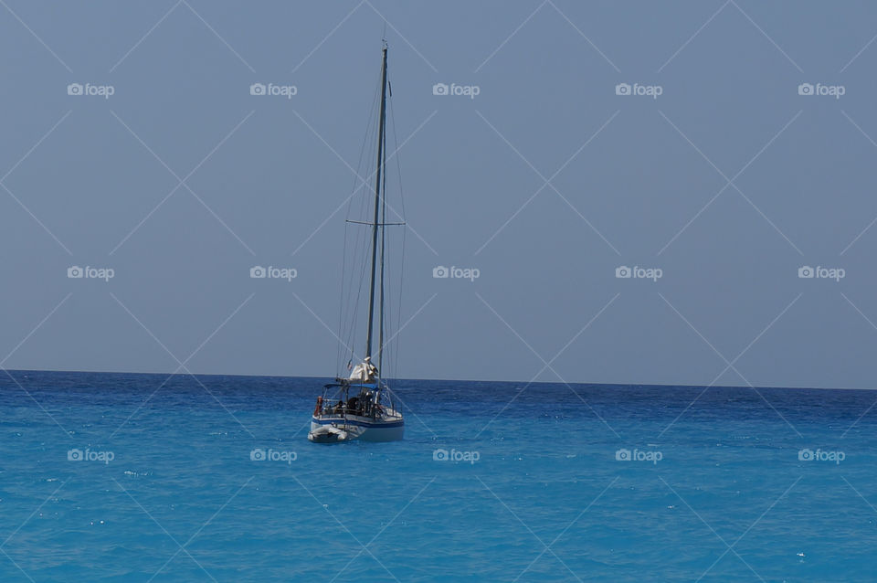 beach blue sea boat by asteris78