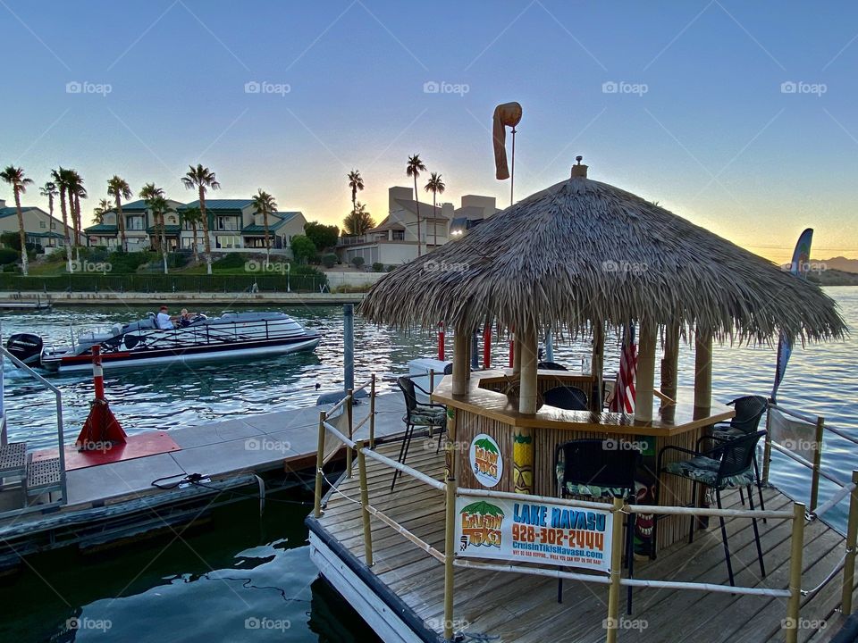 Sunset while walking along Shoreline Trail in Lake Havasu City Arizona 