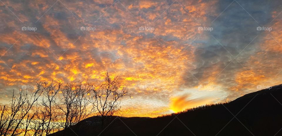 Fire sunset Norway