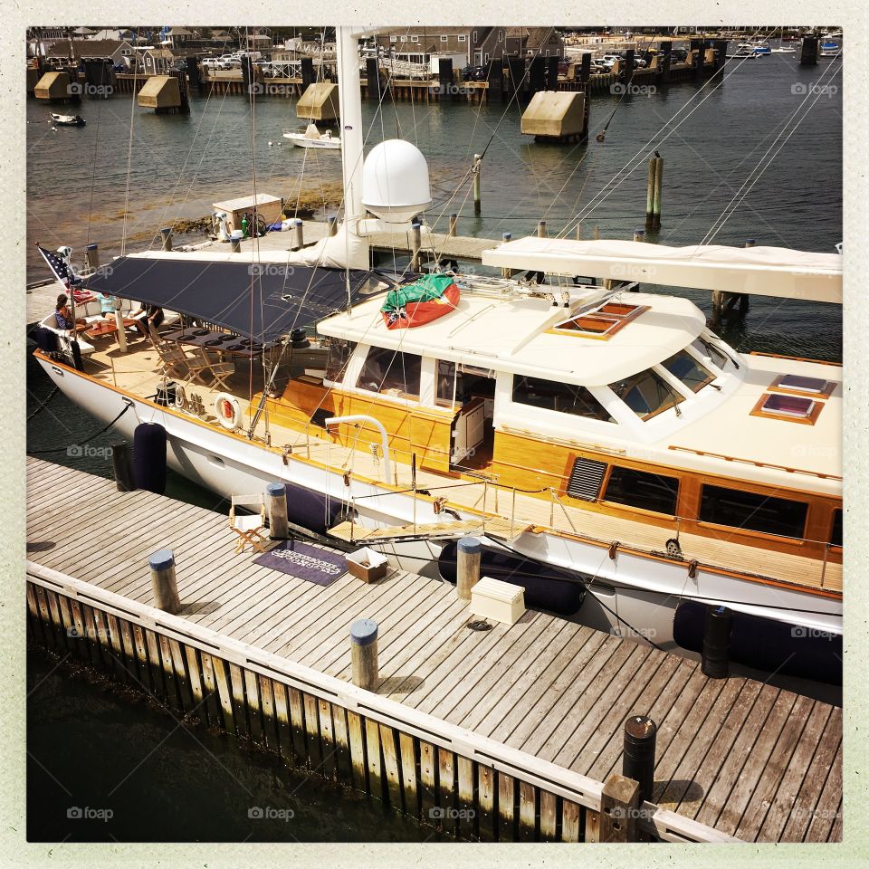 Dockside sailboat, Nantucket 