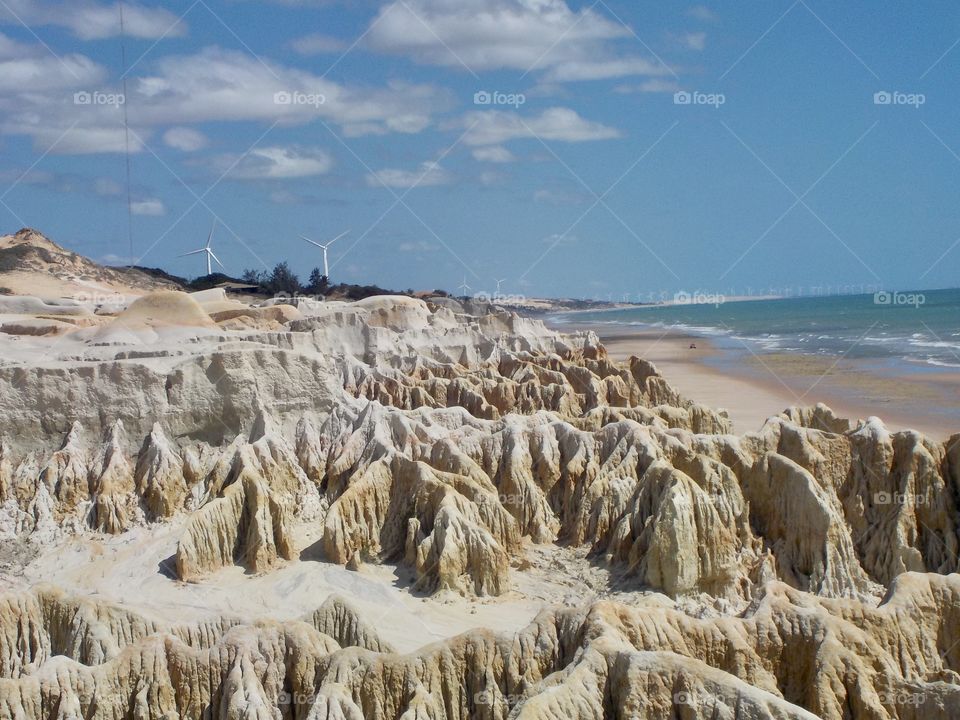 Sand rocks formations in the beach 