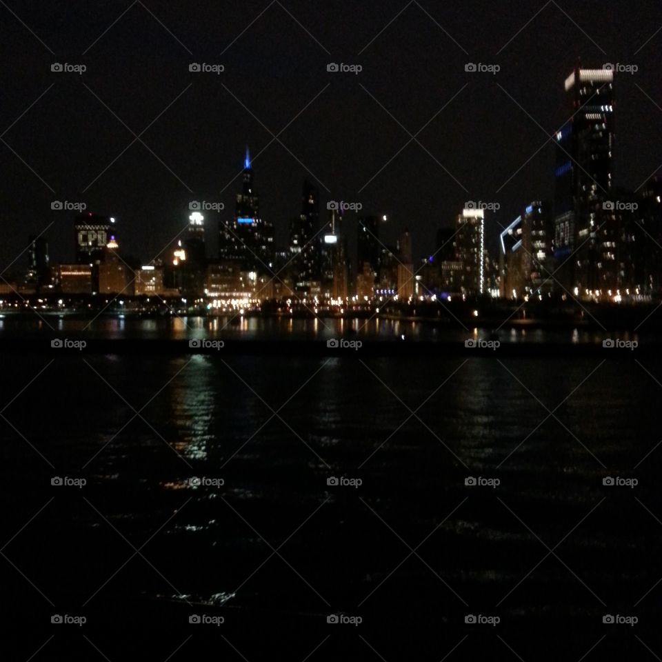 Chicago skyline. Chicago skyline from a cruise prom night
