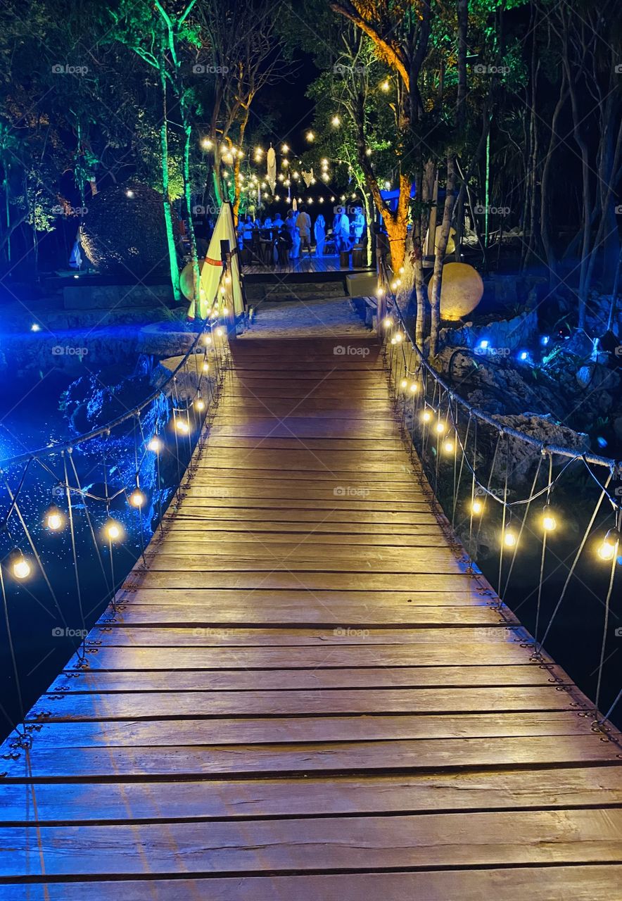 Bridge with bistro lights 