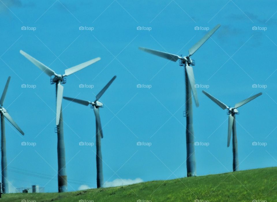 Wind Power Turbines. California Green Energy Wind Power Turbines Generating Clean Renewable Electricity
