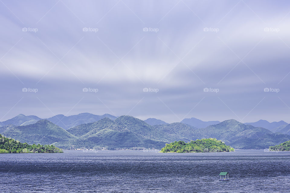 The beauty of the sky and the water at Kaeng Krachan Dam ,Phetchaburi in Thailand.