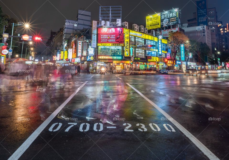 Shopping center in Taipei night market street