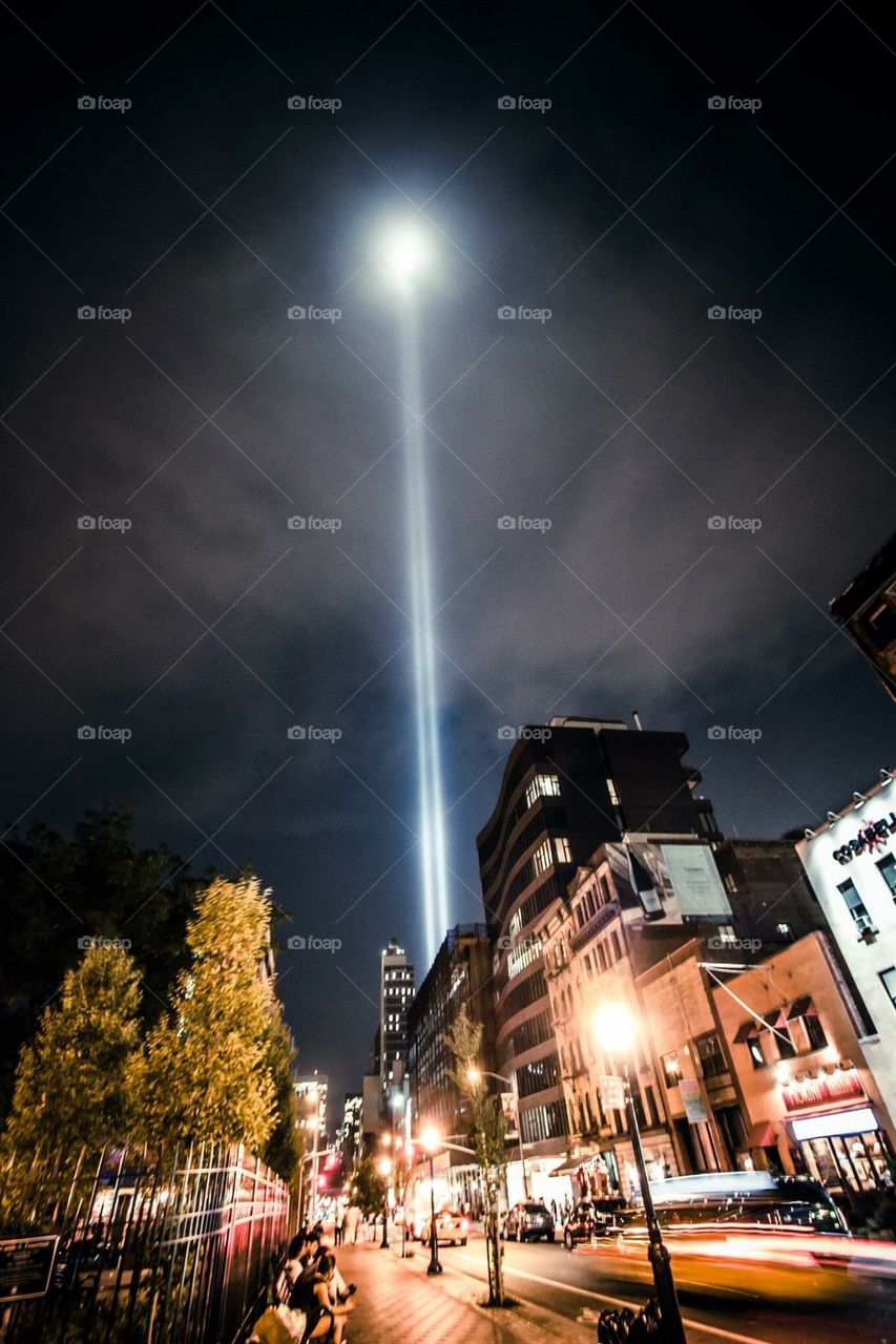 WTC memorial lights NYC