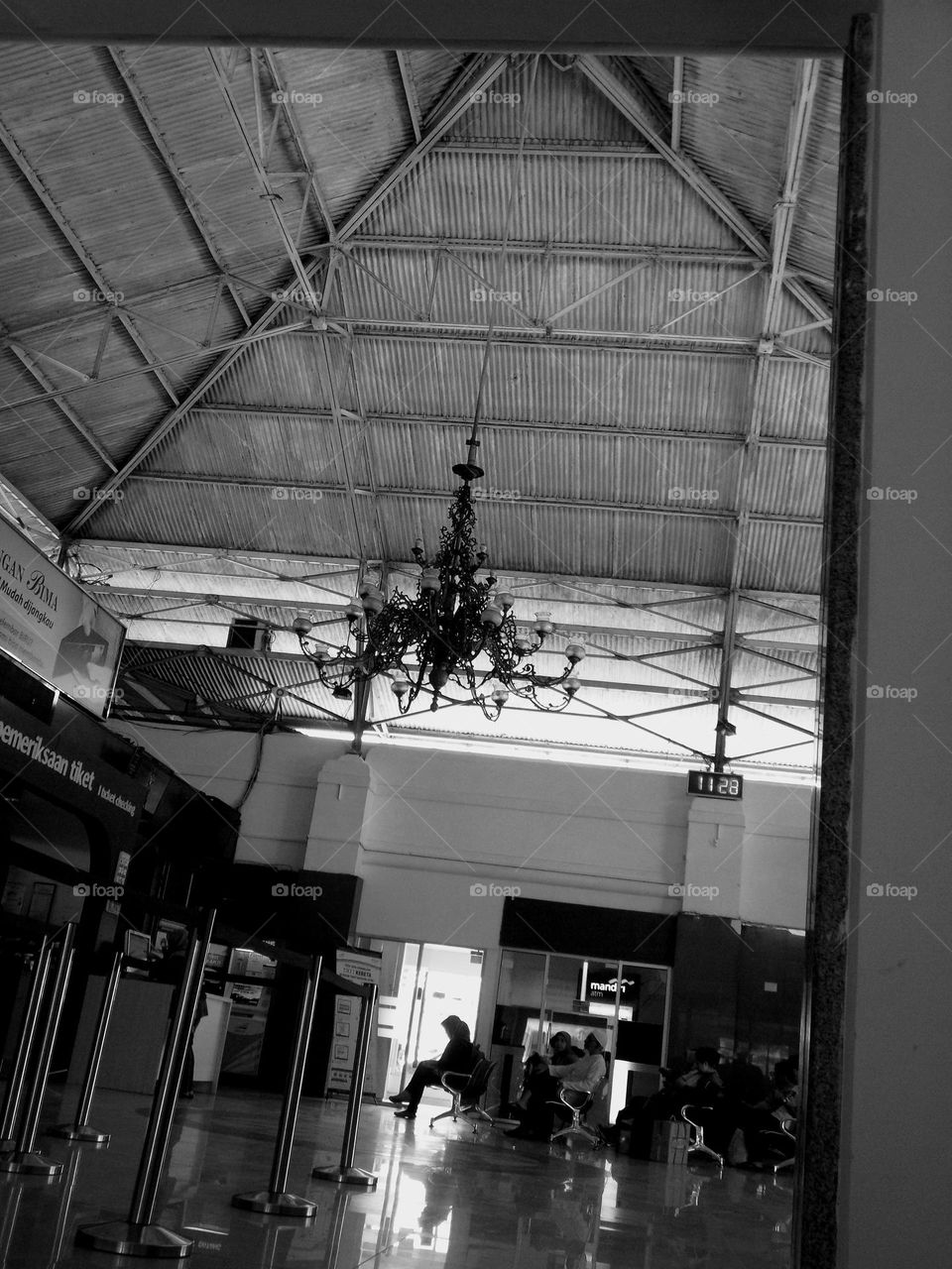 In one of the train waiting rooms