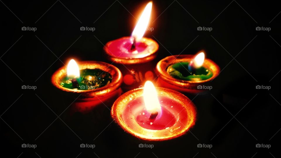 Diwali festival celebration in India with beautiful diya or lamp