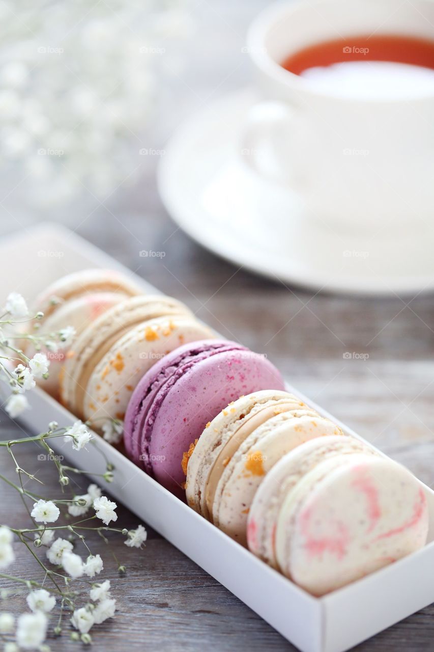 Delicious macaroons. Food photography