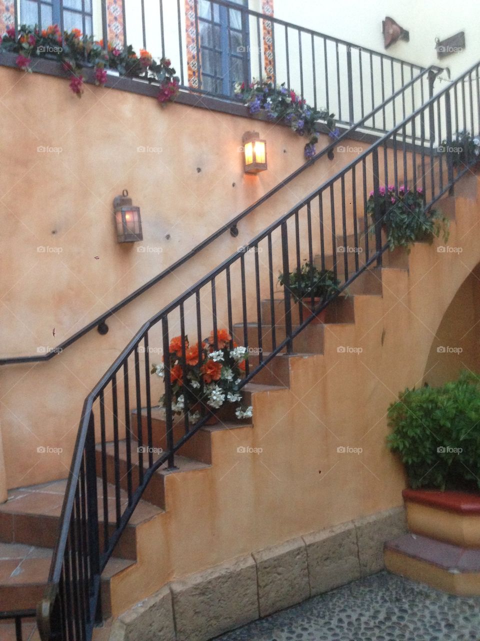 Flowered Stairway at Disney World
