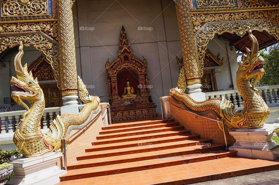 Temple steps in Chiang Mai, Thailand 