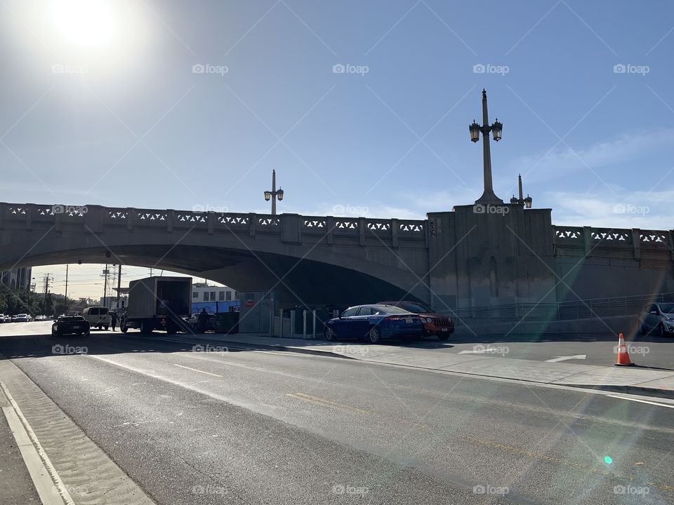A portion of the Fourth Street Bridge in Los Angeles, California 