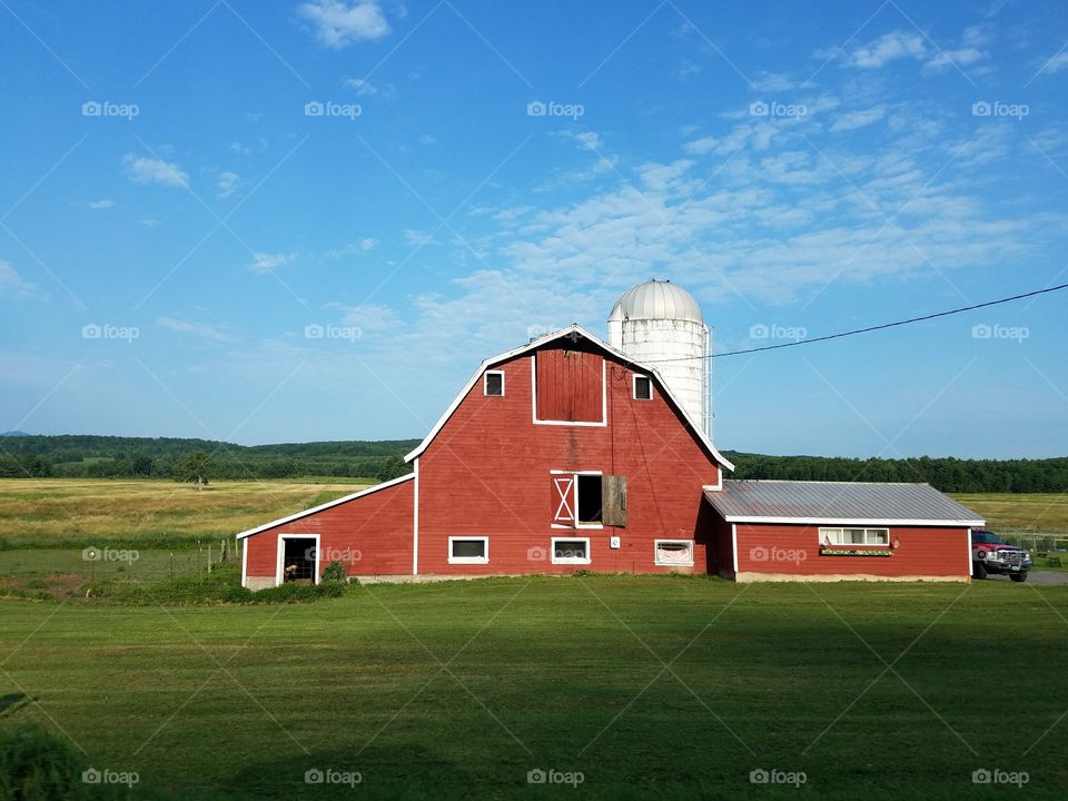 Red barn on a farm in Vermont