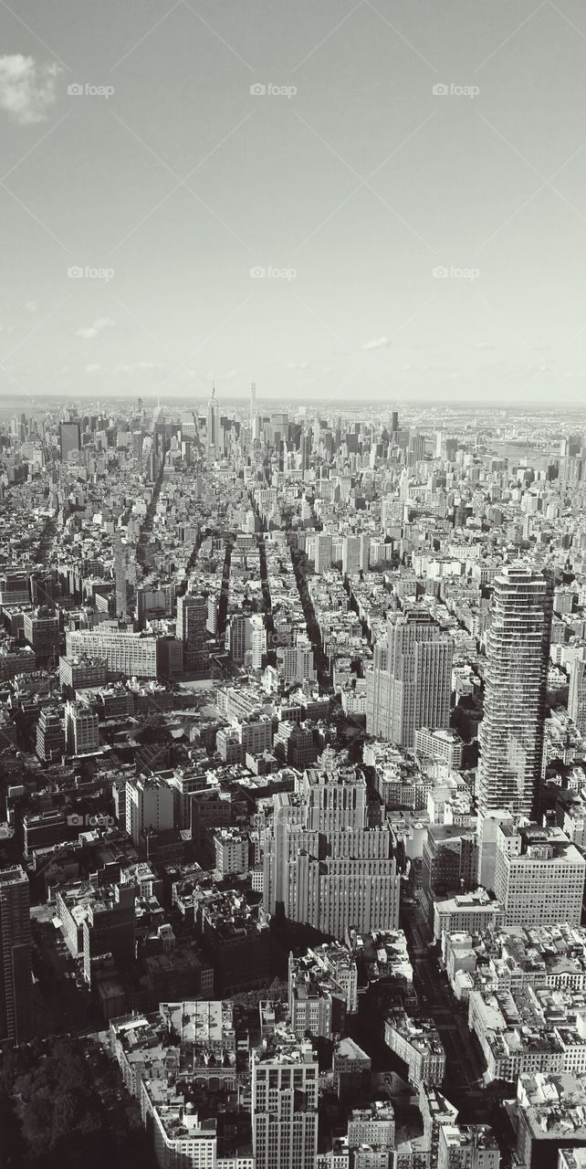 New York City in black and white view from skyscraper