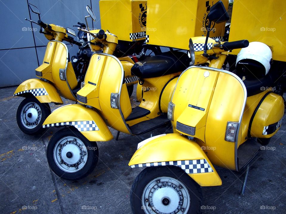 delivery motorcycles of a pizza restaurant