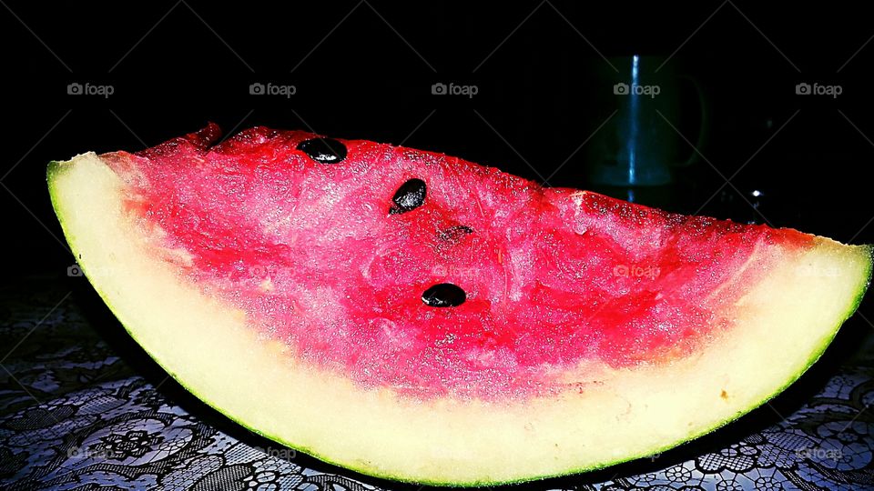 Watermelon side view closeup photo
