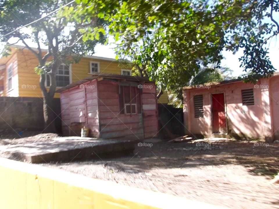 Photo from moving car traveling in Roatan, Honduras