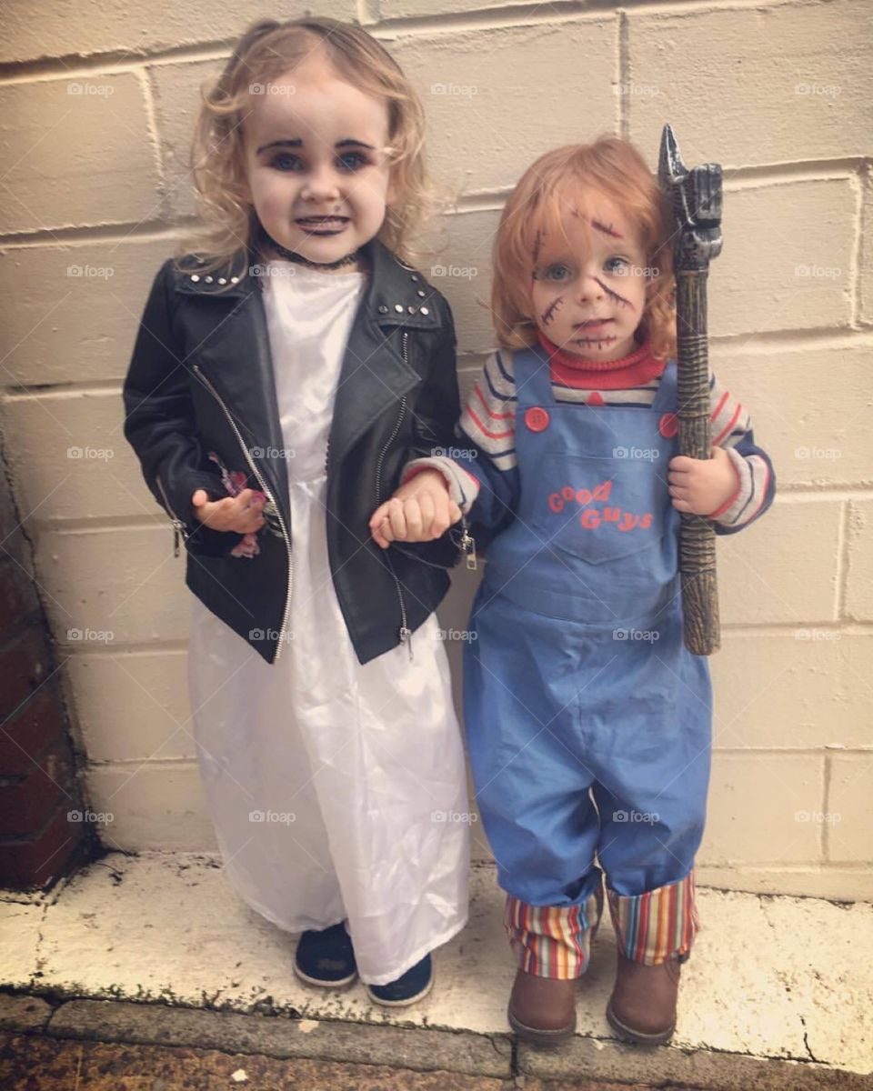 Chucky and his bride for Halloween 