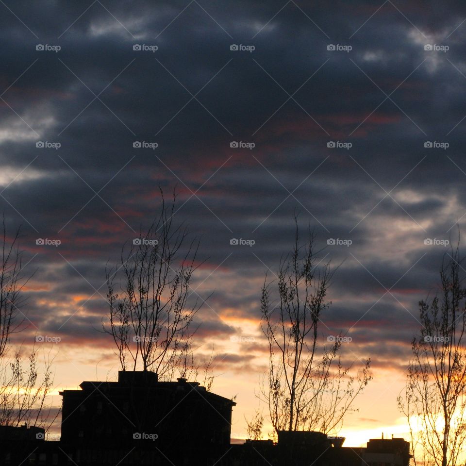 Sunset, Sky, Dawn, Storm, Silhouette
