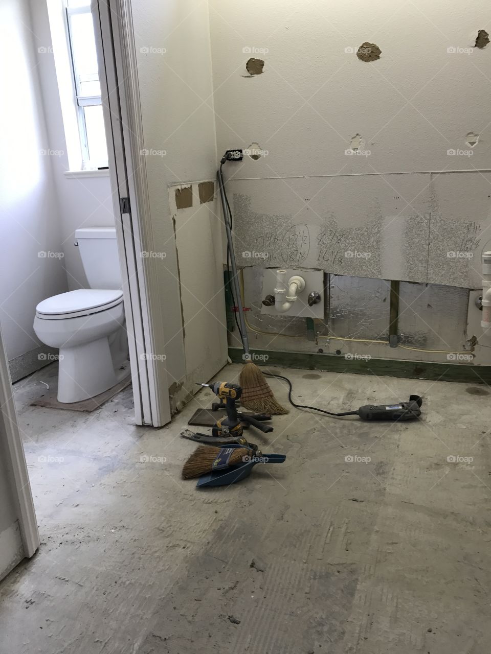 Demolished bathroom 