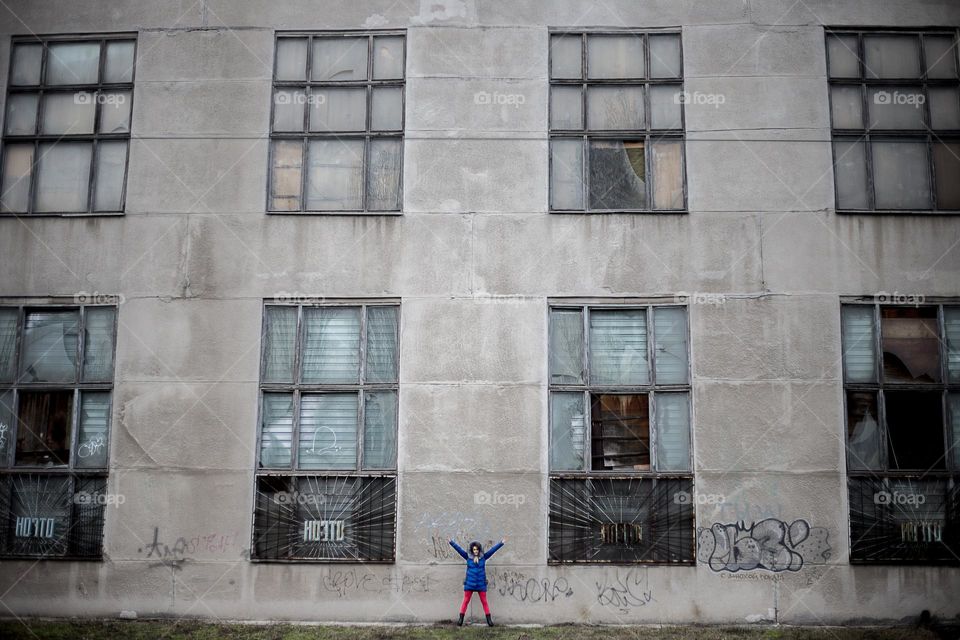 Old building with square windows 