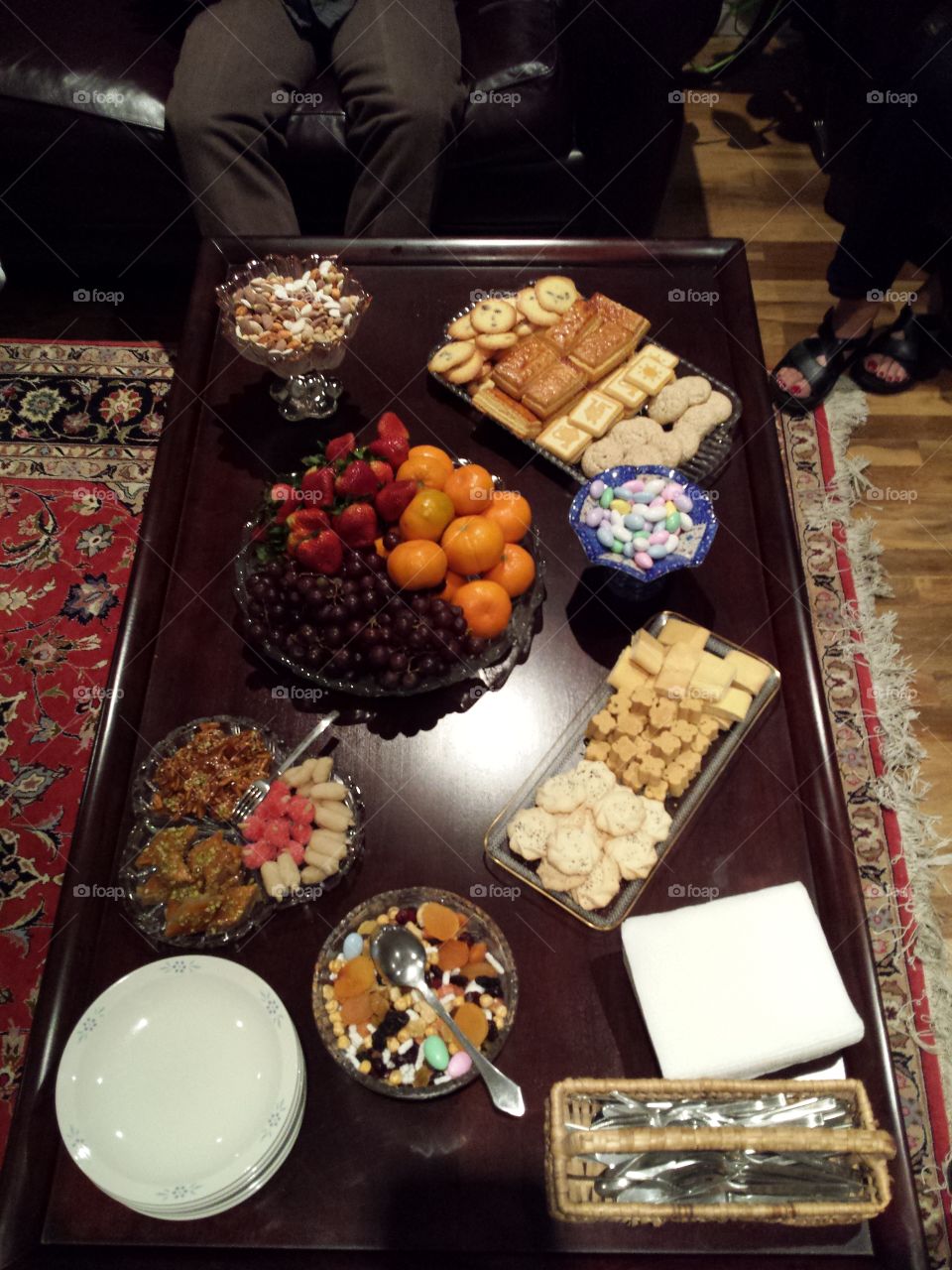 A fruit and dessert table from an Iranian get together