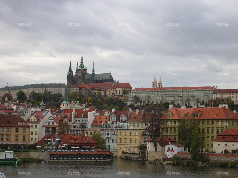 buildings church town river by jeanello