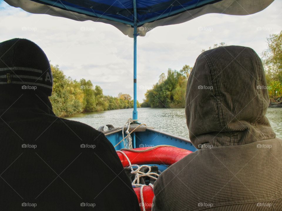 in a boat on the Danube в