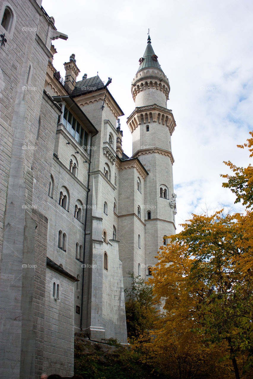 Low angle view of neuschwanstein castle