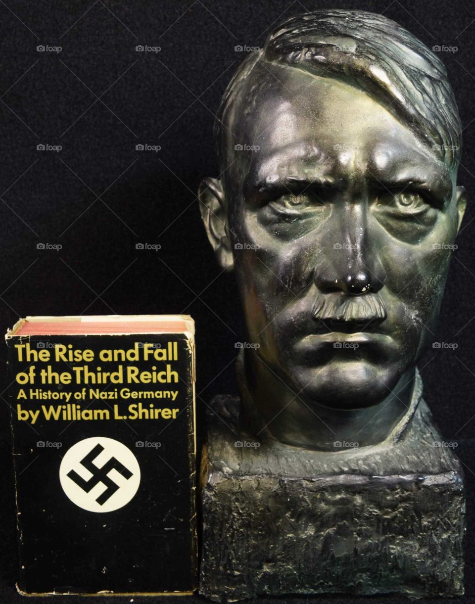 bust of Adolf Hitler with book