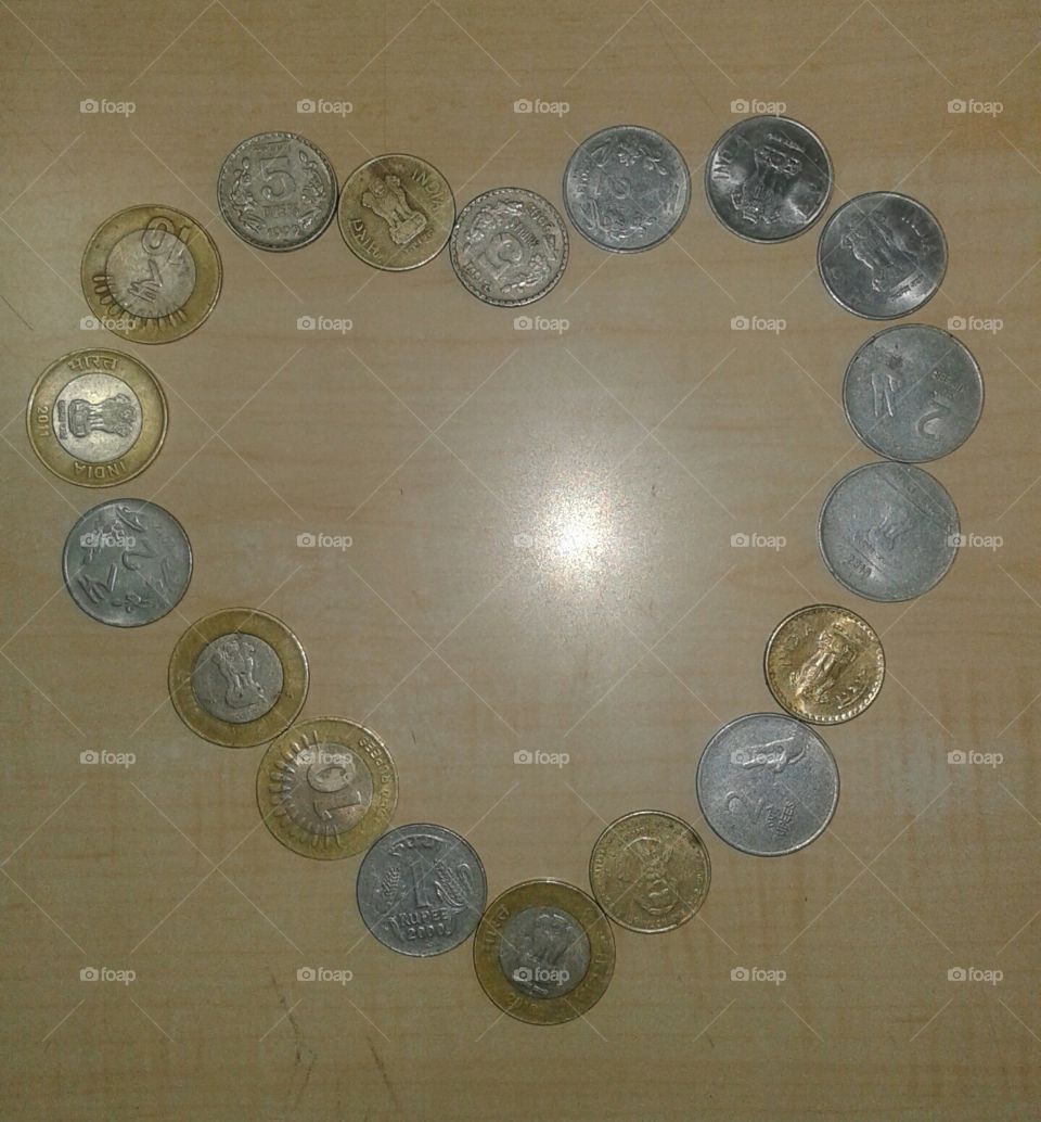 indian coin heart love