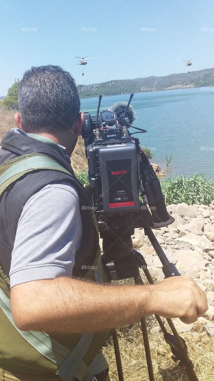 water filling to put out a forest fire