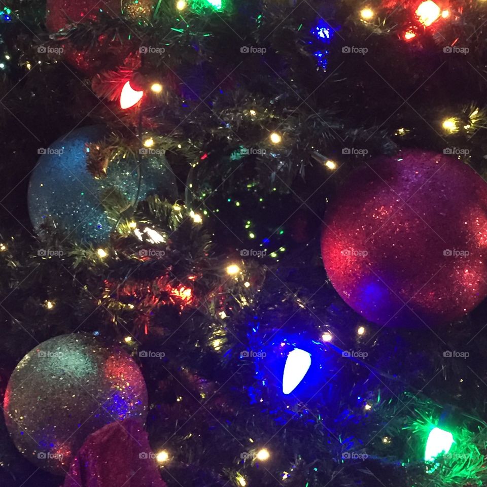 Glittering Christmas ornaments and lights