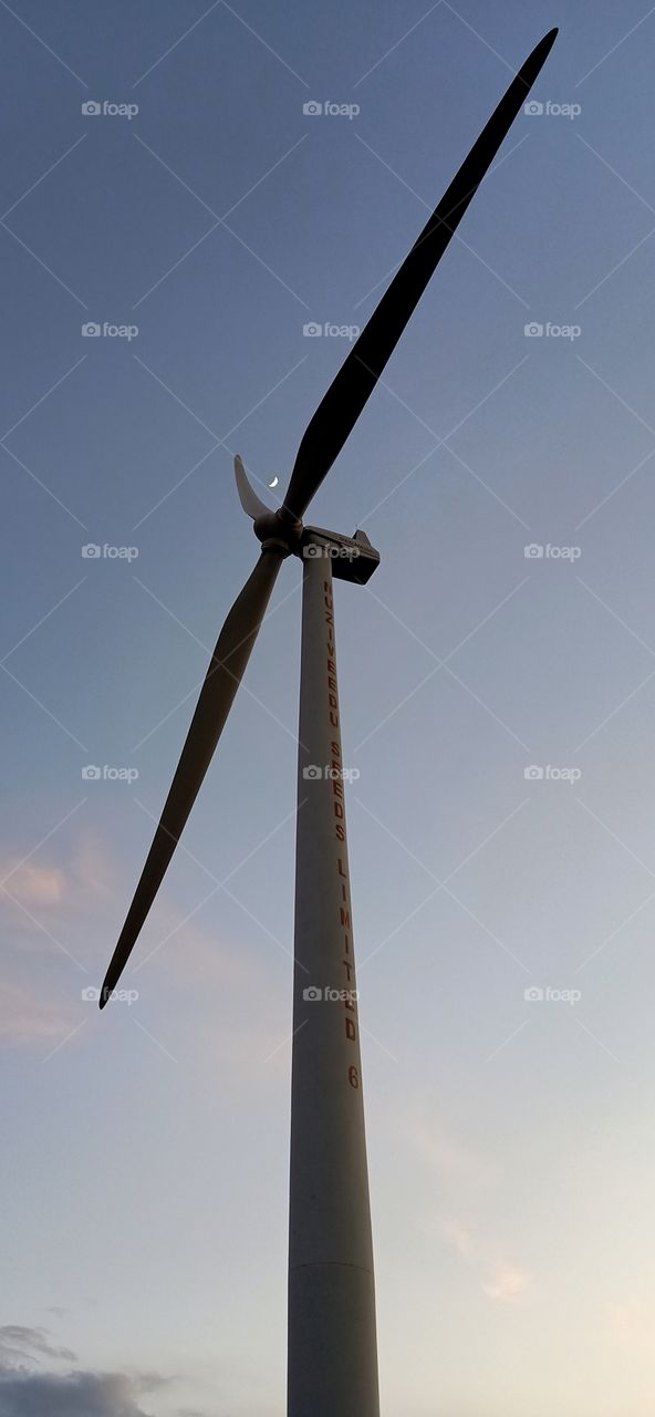 Different angle of wind mill with moon