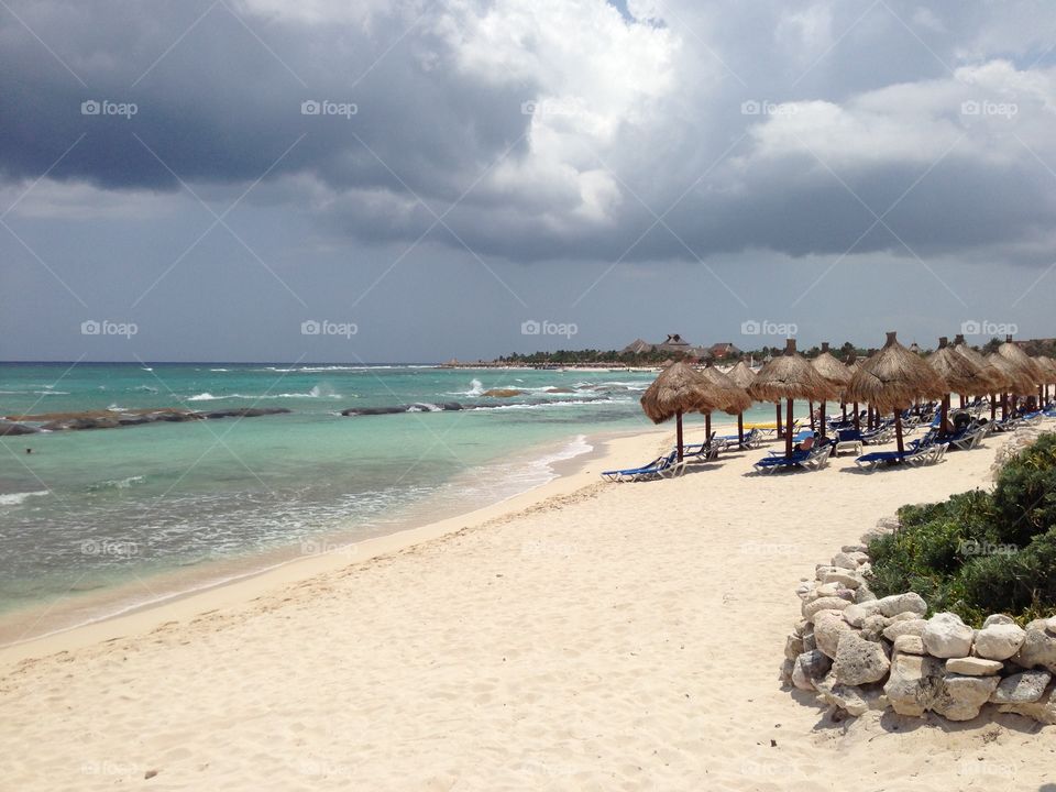 Storm clouds out over the ocean in Cancun
