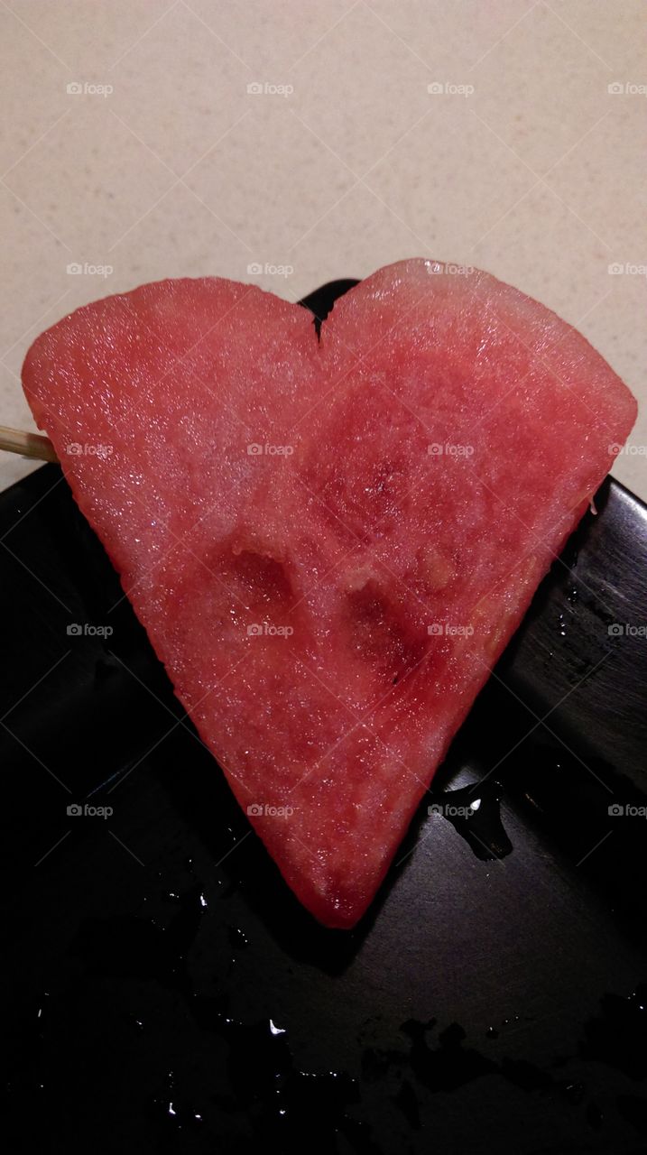 Watermelon cut in heart desires