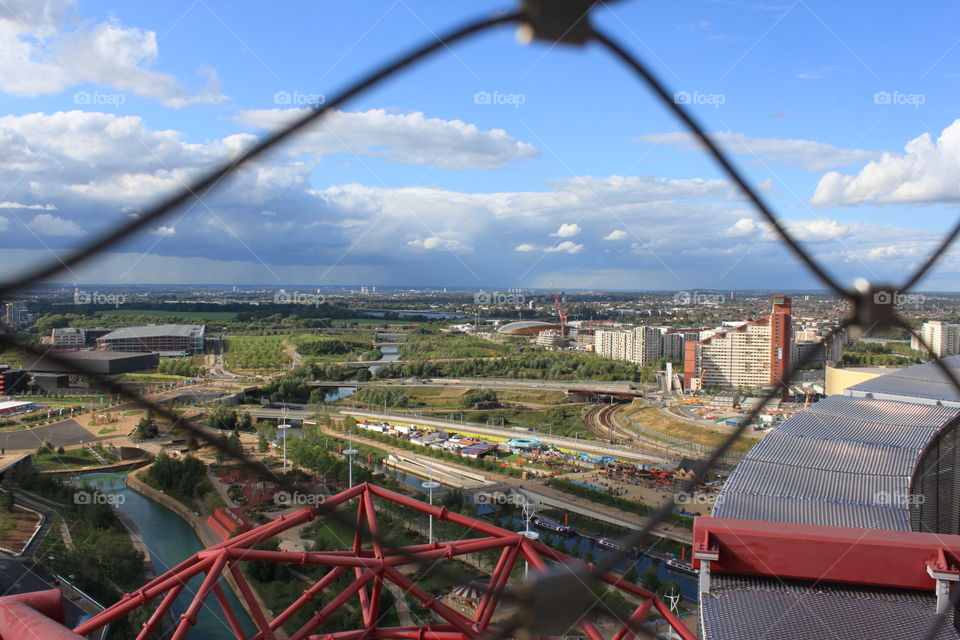 Orbit Tower. The view of East London from Orbit Tower in the Olympic Park. 400 steps up. 
