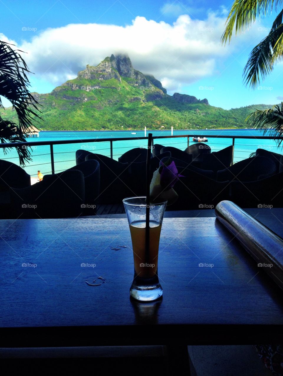 The first drink in paradise.