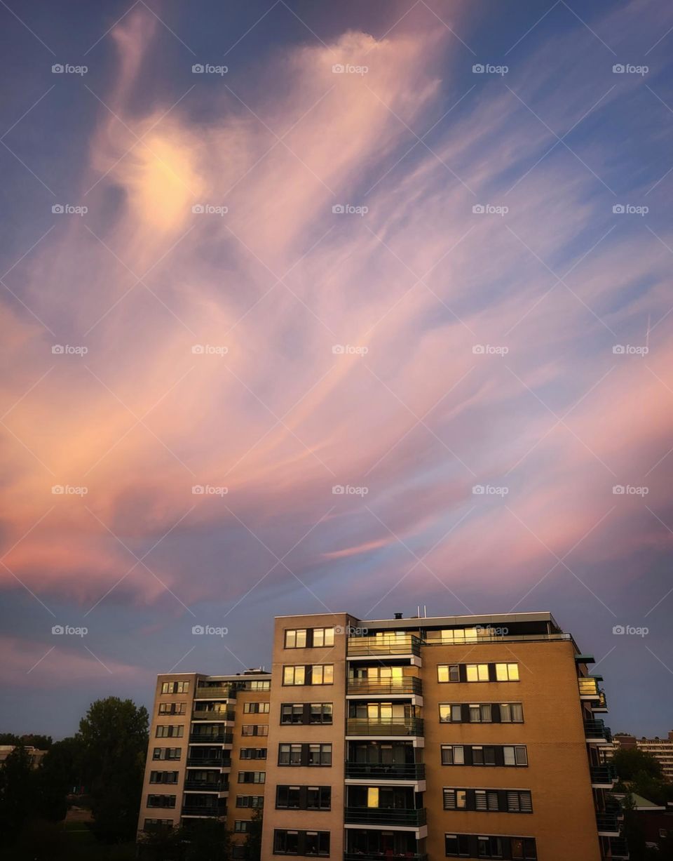 The sky is painting on sunset