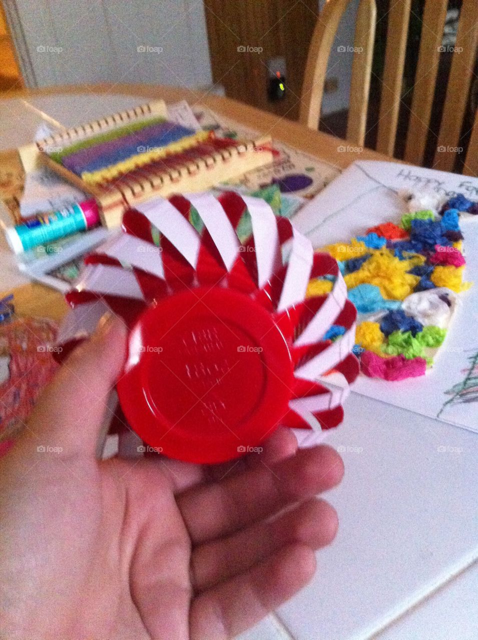 Cut up and folded red Solo cup for arts and crafts time 