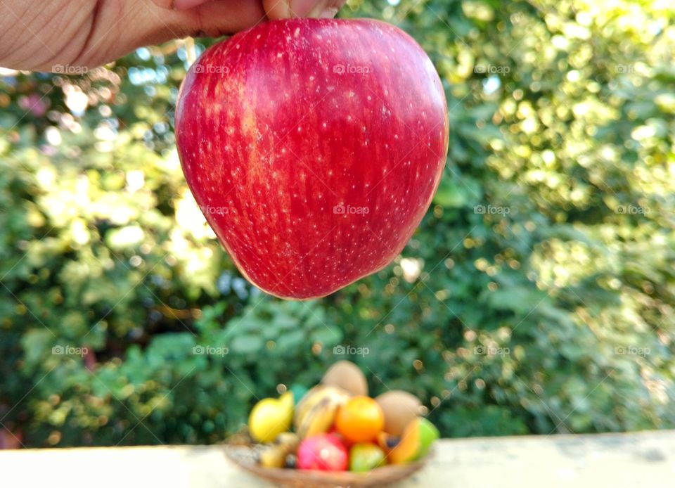 Apple with fruit basket
