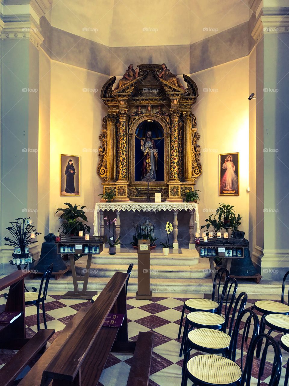 Side Altar of Madonna del Monte de Marsure church in Aviano, Italy