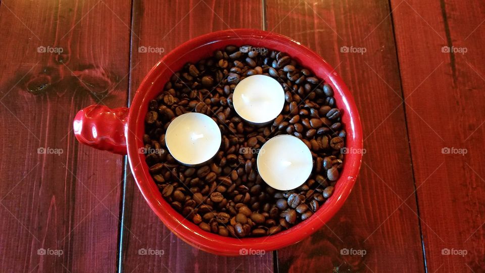 Big cup of coffee beans