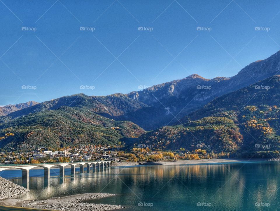 View of bridge and mountains