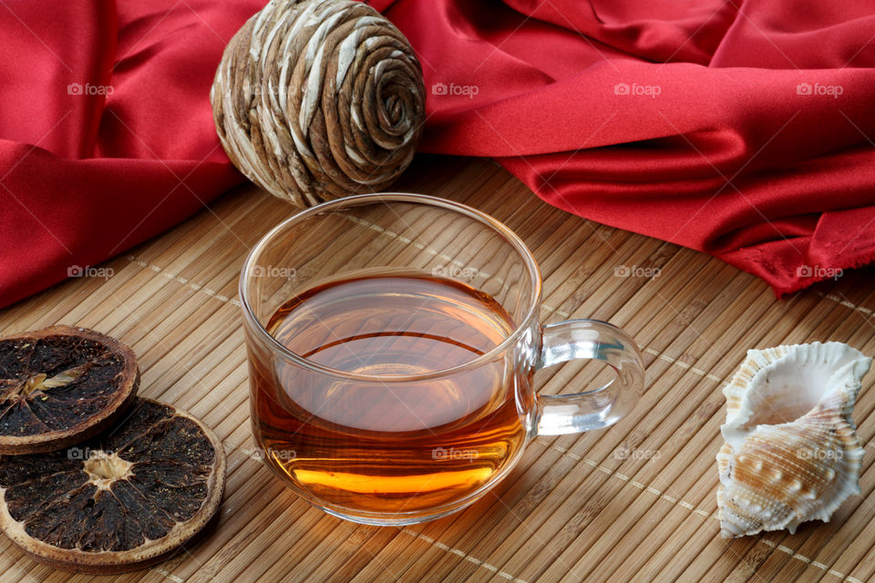 Cup of tea with decorations