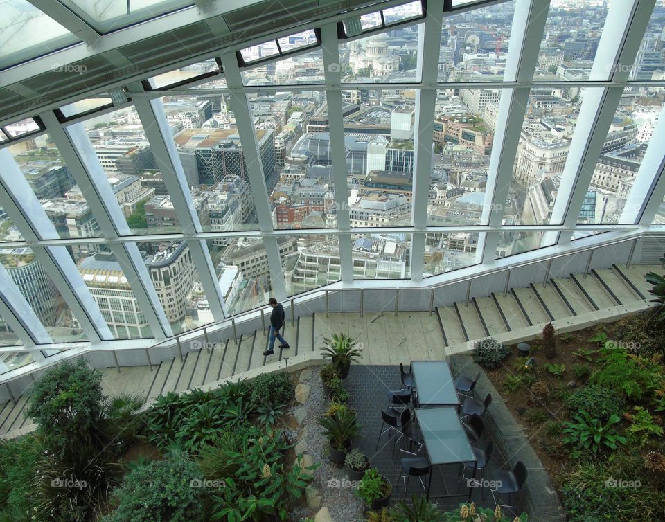 Inside Sky Garden, beautiful view, London, UK