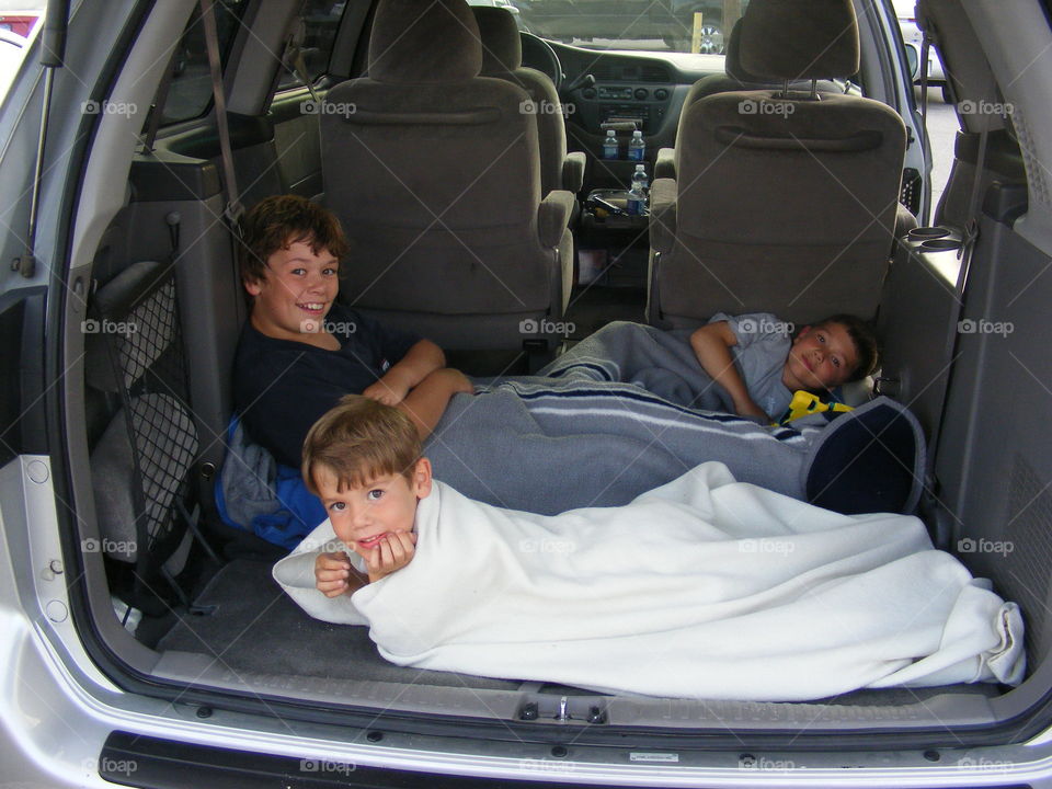 Children resting in the car
